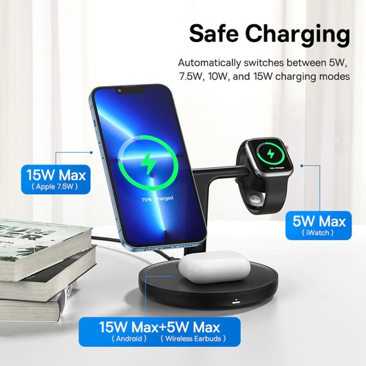 Overview of the Baseus 3 in 1 Wireless Charger